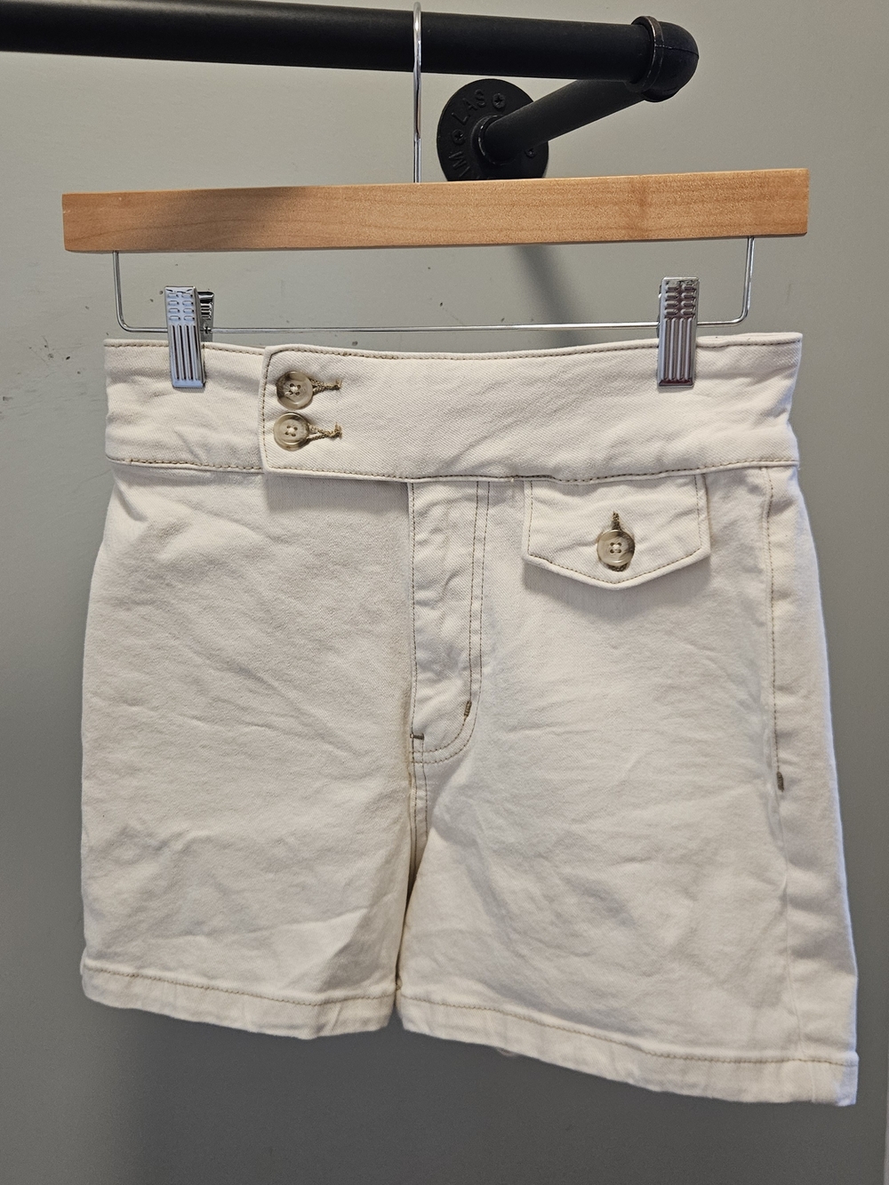 Free People Seersucker Denim Shorts
